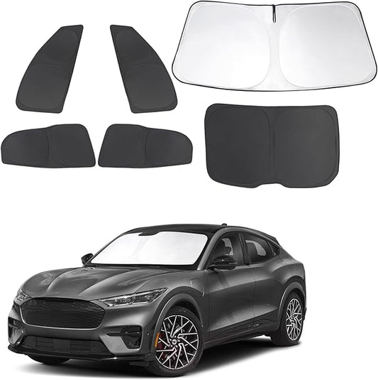 TINGLU Window Shades for Ford Mustang 2015-2023 (NOT Mustang Mach-E) Accessories Car Side Full Windows Rear Triangular Windshield Sun Shade Sun UV Rays Privacy Protection for Camping Relaxing 6PCS