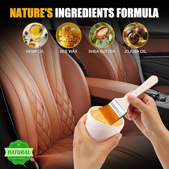 Leather Cleaner and Conditioner - Furniture Repair Salve, Restorer & Polish for Couch, Car Seat, Bag, Boot | Prevents Cracking, Fading & Water Stains | UV Protectant for Wood, Vinyl - 8oz