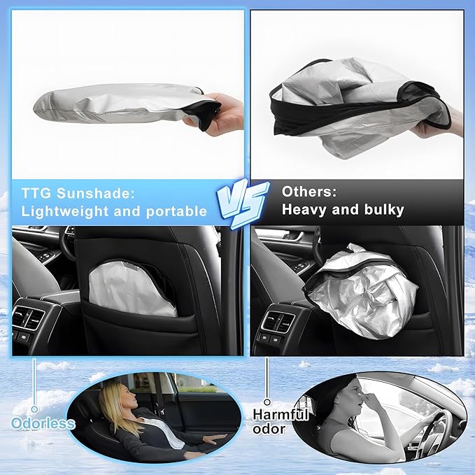 T TGBROS Windshield Sun Shade for Chevrolet Tahoe/GMC Yukon 2015-2020 Front Window Sunshade Sun Shield Foldable Sun Visor Cover for Chevy Tahoe/Yukon Accessories Block Heat and Sun Protection