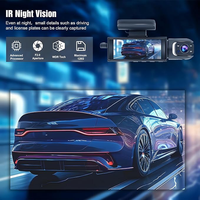 1080P Dash Camera Front and Inside,Dashcams for Cars with IR Night Vision Loop Recording G-Sensor 24Hr Parking (1080 P Front and Inside)