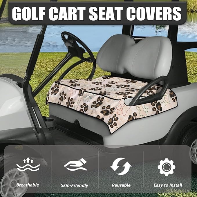 Universal Golf Cart Seat Cover with 4 Pockets Soft Golf Cart Seat Towel Blanket Fits 2-Seat Golf Carts