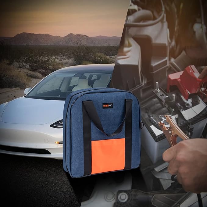 15 Inch Jumper Cable Bag, Heavy Duty Cable Storage Bag, Water Resistant Cable Organizer Bag for Jumper Cable, EV Charging Cables, Cords and Hoses (15 Inch Blue)
