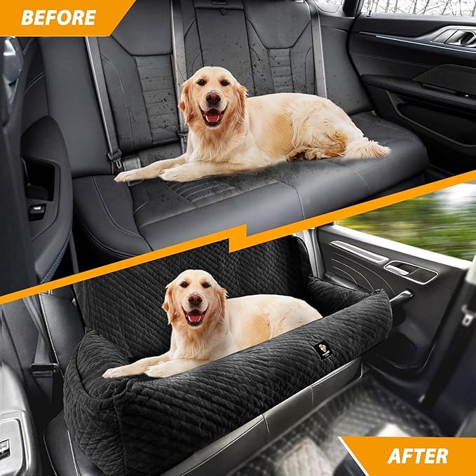 Sephyroth Dog Car Seat for Large Dogs Under 100LBS,Dog Car Bed Washable Pet Travel Safety-Black