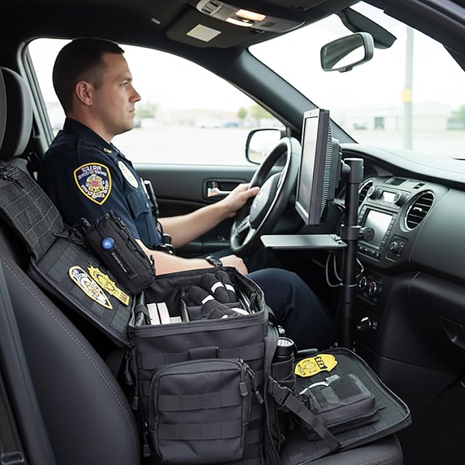 Car Front Seat Organizer | Patrol Bag | large police duty Bag | 45L size 17" laptop compatible | Military Duffle for patrol, Gym, Camping, Hunting, Range | DIY space