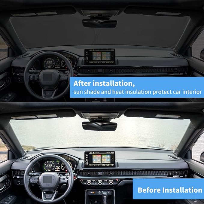 Windshield Sun Shade Front Window Sunshade for 2023 2024 2025 2026 Honda CR-V CRV SUV, LX EX EX-L Sport Hybrid, Touring Accessories Foldable SUV Sun Visor Protector Retractable Shade Blocks UV Rays