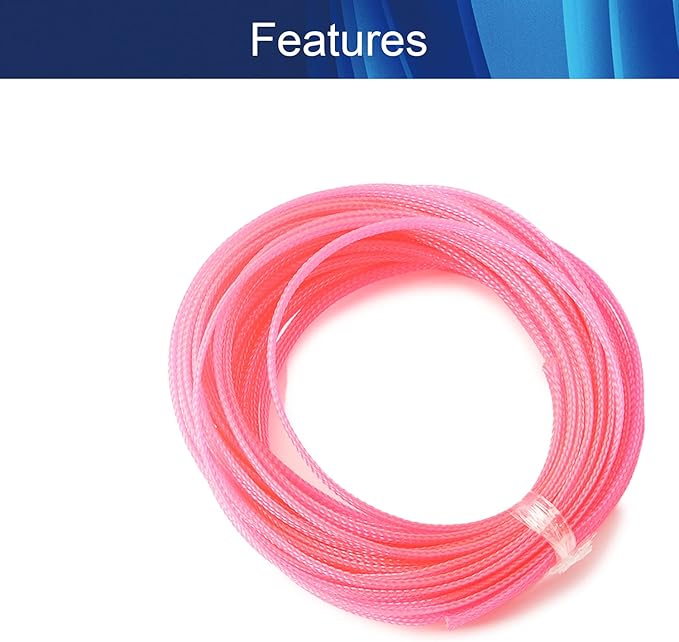 Aicosineg 32.81ft PET Flexible Braided Cable Sleeve 0.16inch Width Wire Loom Sleeving and Organizer Flexible Wire Mesh Sleeve Wrap Protector for TV Audio PC Cords from Pets Chewing Pink