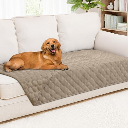 Smiry Waterproof Dog Bed Cover Pet Blanket, Soft Washable Dog Blanket for Furniture Bed Couch Sofa Reversible, Checkered (40"x80", Taupe/Taupe)