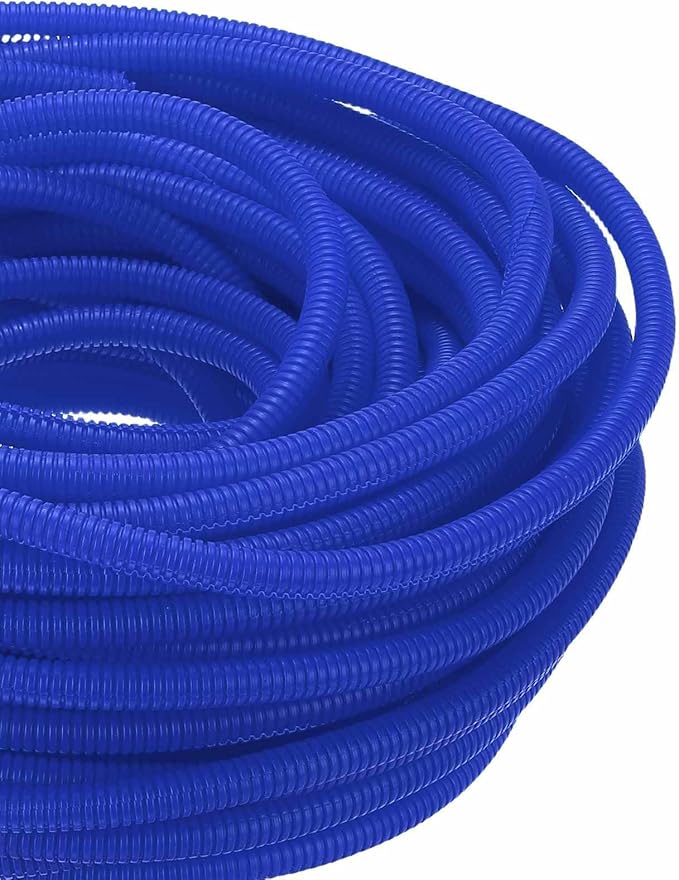 DMiotech 100ft Wire Loom Split Tubing 3/8 Inch(9.5mm) ID, Cord Protectors from Pet Flexible Conduit Cable Management for Office Home Garden, Blue