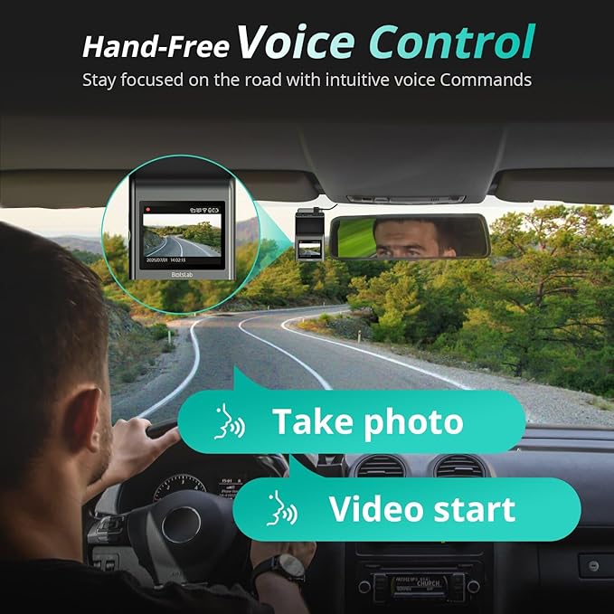 BOTSLAB 4K Dash Cam Front and Rear, STARVIS 2 Sensor, Voice Control, 64GB Card Included, 5GHz WiFi Dashcam Front and Rear Camera, Built in GPS, WDR Night Vision, 170°Wide Angle, 24H Parking Mode