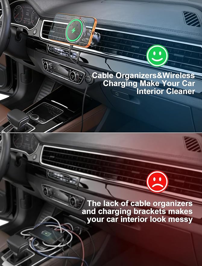 MOKPR for iPhone Magsafe Car Mount Charger, Wireless Car Charger Magnetic Car Phone Holder for Dash Air Vent-LED HandsFree Car Mount Fast Car Charger for iPhone 17/16/15/14/13/12 Series