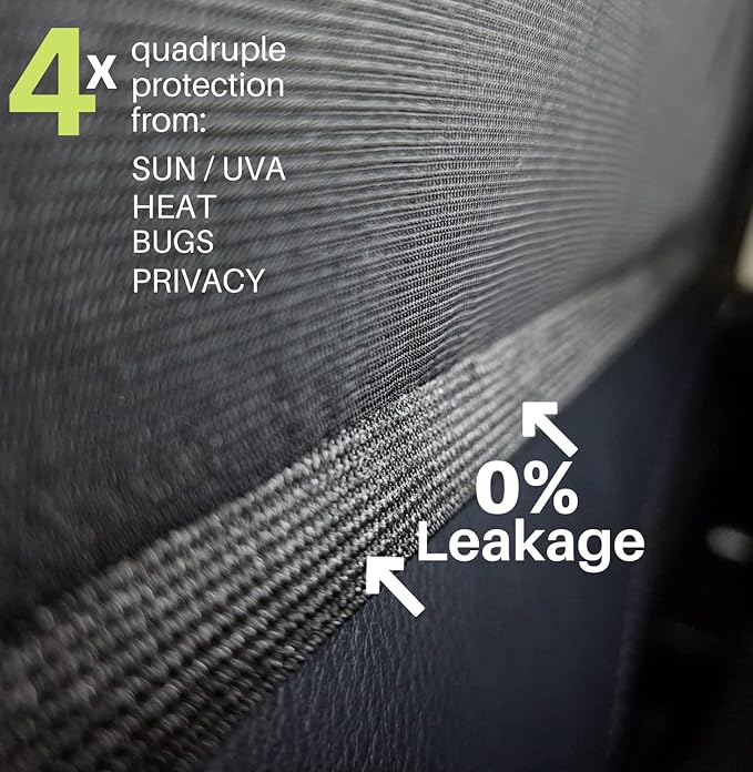 XXXL/Window Sun Shades for Trucks (9 Sizes) - Slip-On Breathable Mesh Socks for Side Windows, Full Coverage Heat & Bug Protection, 2-Pack by Qualizzi