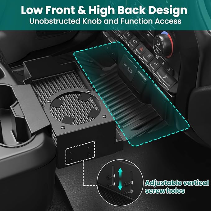 Metal Center Console Hanging Organizer Box with Cup Holder Compatible with 2019-2026 Chevy Silverado/GMC Sierra 1500 and 2020-2026 Chevrolet Silverado/Sierra 2500HD 3500HD Tray Accessories