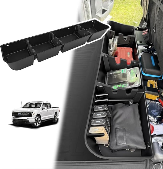 VaultsOnWheels Under Seat Storage Box Fit for Ford F150 2015-2026 SuperCrew/Crew Cab & F250 F350 F450 2017-2026 SuperDuty Accessories, Console Organizer Truck Tool Box Detachable Underseat Organizer