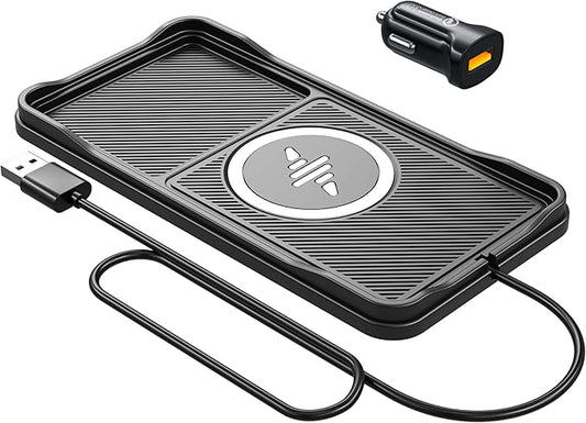 Wireless Car Charger Pad, Fast Car Wireless Chargers Charging pad Non Slip Car Wireless Phone Charger for iPhone 17/16/15/14/13/12 Pro, SE3/SE2/XS/X/XR/8, 30cm Cable