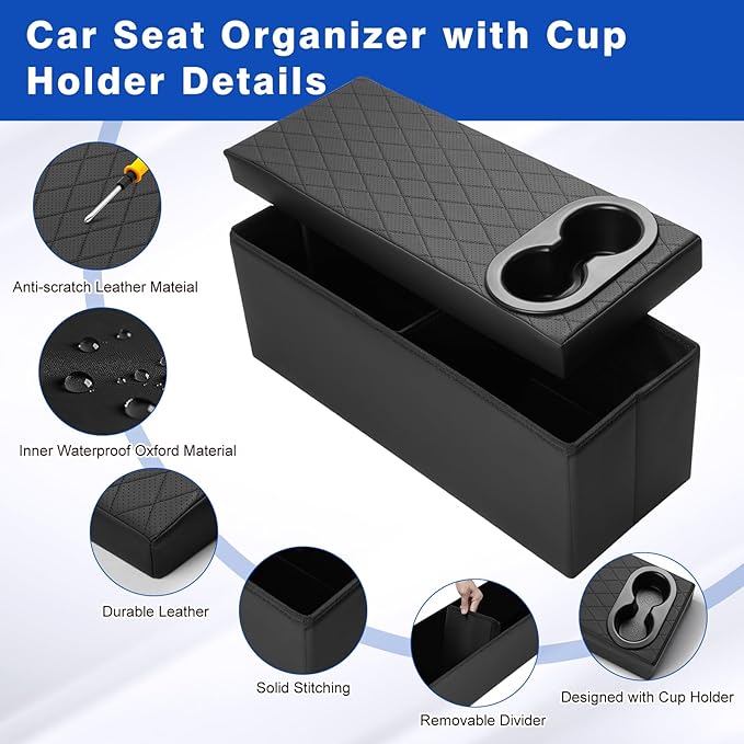 Shademax Custom for Kia Telluride Seat Organizer with Cup Holders Car Backseat Organizer for Kia Telluride 2020-2025 2026 Accessories Car Console Organizer for Kids Toys, Baby Supplies, Travel Dog Toy