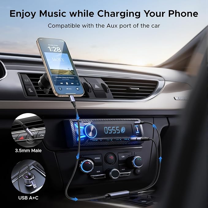 UGREEN USB C to 3.5mm Audio Cable and Charger 2 in 1 Hi-Res Type C to Aux TRS Headphone Car Stereo with PD 60W Fast Charging Compatible with iPhone 17 ProMax Galaxy S25 Pixel 10 iPad Pro Switch 2, 5FT