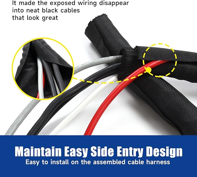 Automotive Wire Sheathing Split Wire Loom Braided Mesh Woven Cable Sleeve for Wires/Cable Cord Protector (3/4" - 36 Feet)
