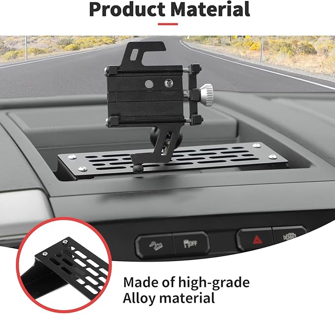 JWWY Center Console Expansion Rack Bracket with Phone Holder for 2015-2020 Ford F150, Dashboard Tray Mount Car Interior Organizer Accessories, Alloy Black