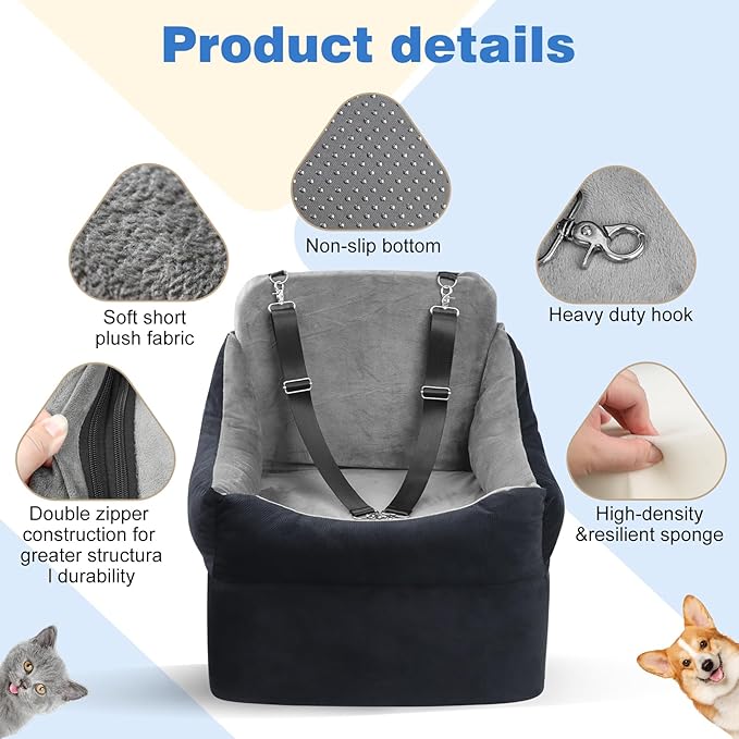 Elevated Dog Cat Car Safety Seat (Thickened Version)