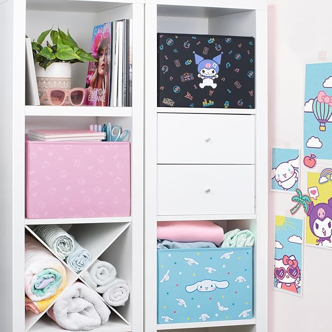 Sanrio Kuromi Car Trunk Organizer and Storage Bin - Collapsible Simple Compartment Convenient Heavy Duty, Fold Up for Easy Storage Box, Automotive Seat Cargo for Groceries Tools - 12.5L x 12.5W x 9H