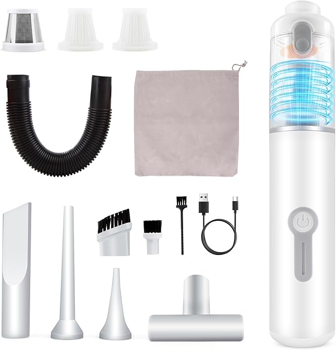 ULTREMA Car Vacuum Portable Cordless, 20000Pa Mini Vacuum Cleaner, 4-in-1 Compact Auto Duster & Air Pump with Type-C Fast Charge, 15 Attachments for Keyboard, Desk and Pet Hair