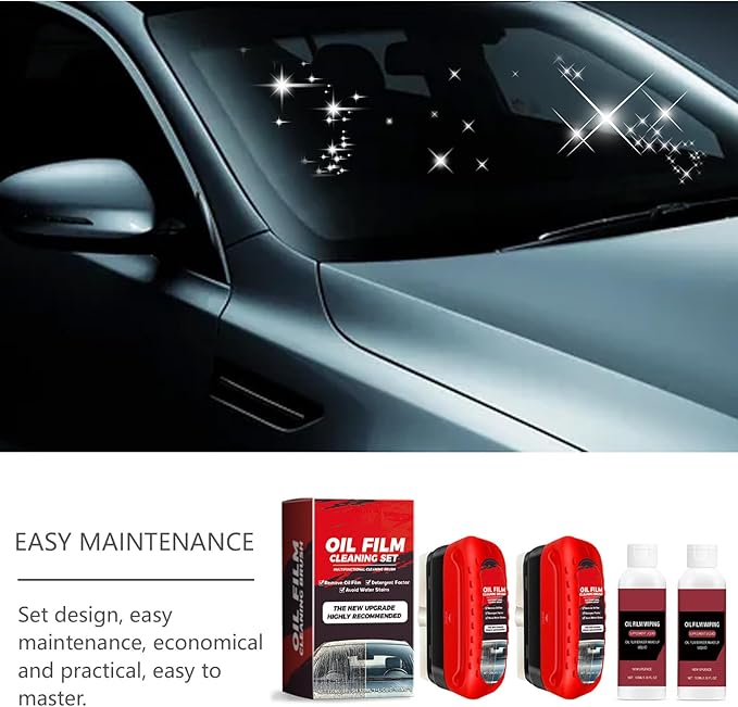 Clear Vision Windshield Cleaner, ClearVision Car Glass Cleaner, Automotive Oil Film Cleaning Brush for Car Windows, Improves Glass Clarity and Visibility(2Pcs)