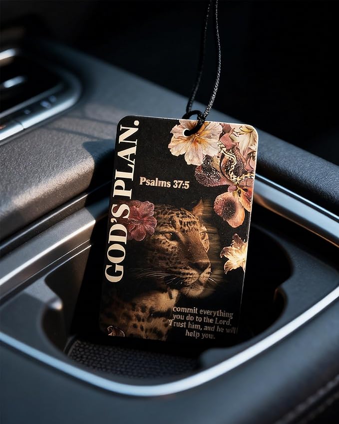 Leopard Print 5pcs Car Air Freshener Corss Christian Cheetah Print Car Accessories Automotive Interior Hanging Scents Mirror Decor for Women Teen Girls