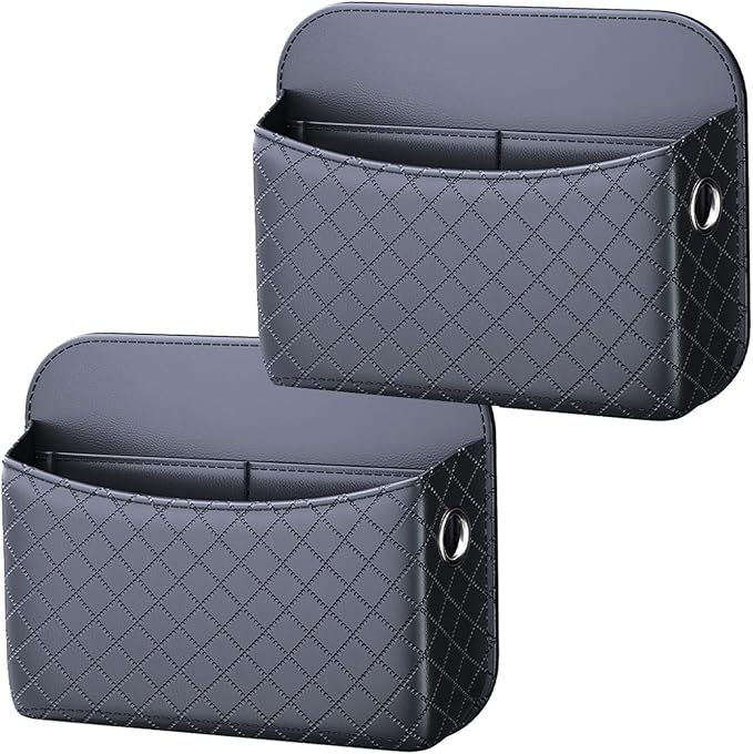 2 PCS Car Seat Side Storage Pocket Organizer Holder for Auto Door, Console, Vehicle Seat Gap Filler Tray Bag for Phone, Pen, Key, Sunglass, Invoice, Car Registration, Notepad, Card, USB Data Line
