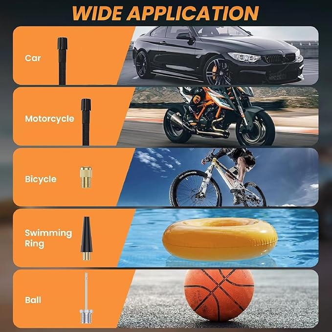 Tire Inflator Portable Air Compressor,Tire Inflators Portable Cordless Air Pump with Gauge for Car tires Digital LCD for Car,Motorcycle,Bike Tires and Balls