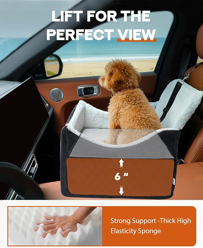 Dog Car Seats for Medium Dogs, All-Season Comfort Dog car Seat Boosters Detachable & Washable Pet Dogs Seat for Cars, SUVs, Easy to Install (Black)
