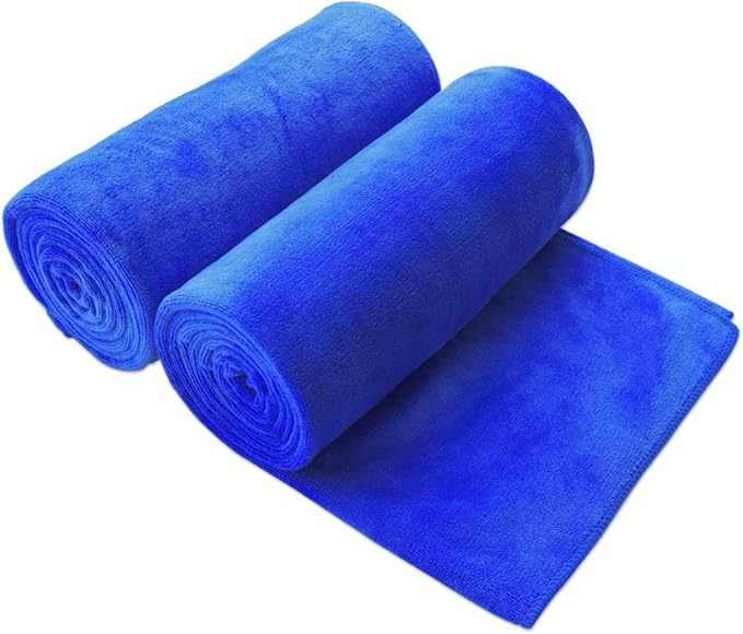 JML Large Bath Towels Set of 2, 30x60 Inches, Microfiber Body Towel with Hanging Loop - Soft Absorbent, Quick Dry, Lint-Free for Bathroom,Hotel,Gym, Yoga, Swimming, SPA, Fitness, Sport, Dark Blue