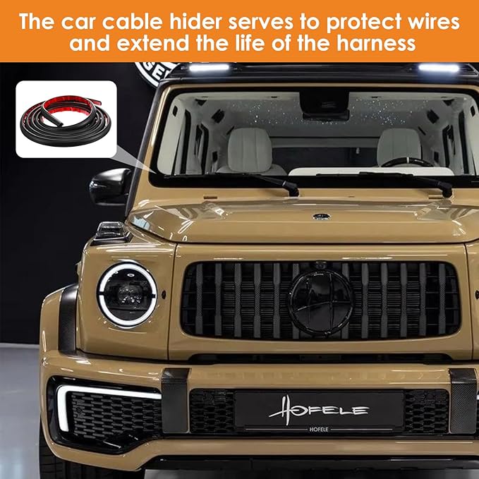 9.84 Ft Windshield Wire Hider for Car - Black PVC Side Opening Cable Cover to Hide Wires on Roof Rack, Light Bar, Dome Light & More - Universal Car Wire Hider