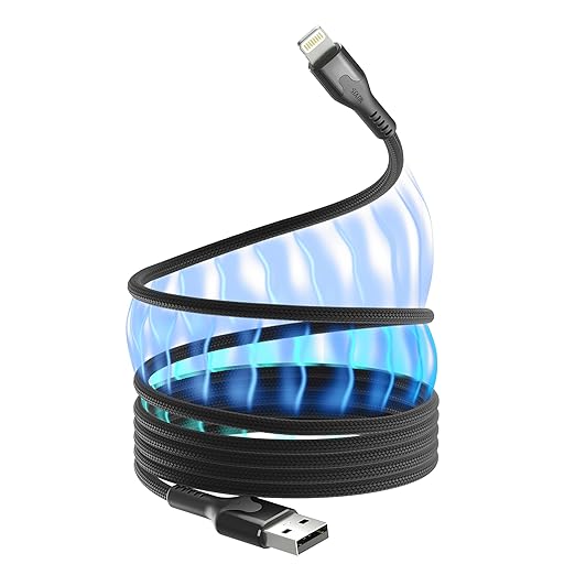 Statik MagStack USB A to Lightning Cable MFi Certified, Clutter-Free Magnetic Charging Cable, Anti-Tangle Phone Charger Cord, 12W, Compatible with iPhone 14 Pro Max, 13 12 11, 6FT/2M