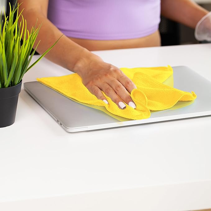 Yellow Microfiber Towels (Value Pack of 36) Size 16" x 16" Large, Highly Absorbent Cleaning Rags, Lint Free Towels, Reusable and Washable, Microfiber Towel for Cars