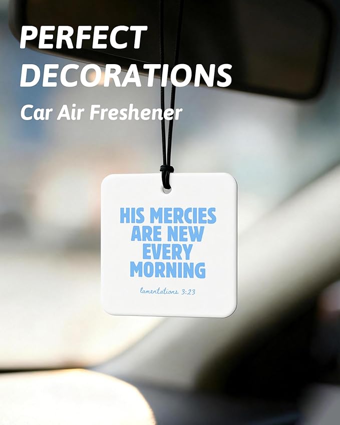 Blue Christian Car Air Freshener 4 Pcs, Girly Blue Bow Floral Religious Hanging Air Freshener for Cars Closet Drawer Books, Cute Preppy Christian Car Accessories Mirror Decor for Women