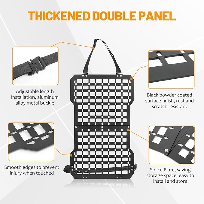 Truck Gun Rack Molle Seat Back Organizer Gun Holder Molle Panel for Vehicles Tactical Truck Mount Panels