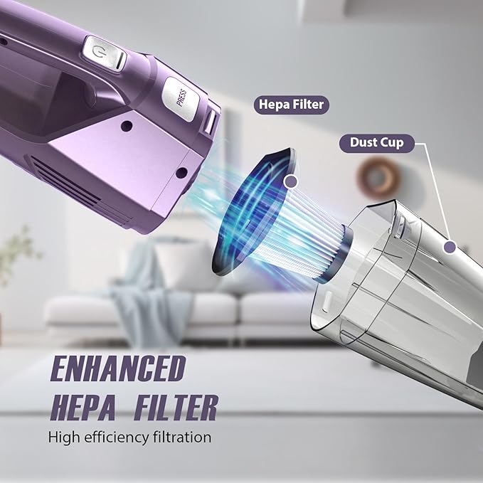 Bossdan Handheld Vacuum Cordless – Car Vac Portable with 8KPA & Multi Accessories & Low Noise, Lightweight Hand Held Vacuum Cordless Rechargeable for Car/Home/Dust/Pet Hair, Mine Portable Vacuum