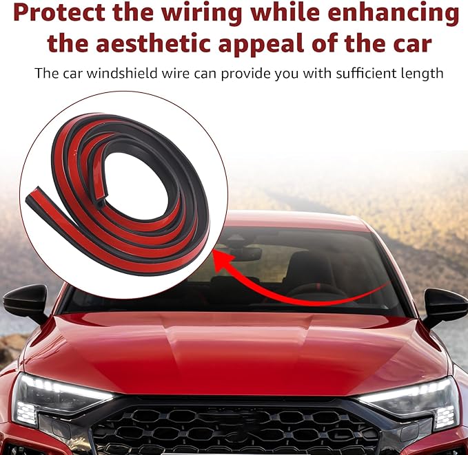 6.56FT Car Cable Wire Hider,Car Windshield Wire Hider,Light bar Wire Hider,with Adhesive Backing (2 PCS)