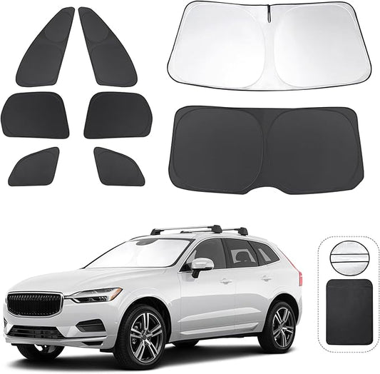 TINGLU Window Shades for Volvo XC60 2018-2025 2026 Accessories Car Side Full Windows Rear Triangular Windshield Sun Shade Sun UV Rays & Privacy Protection for Camping,Napping,and Relaxing 8PCS