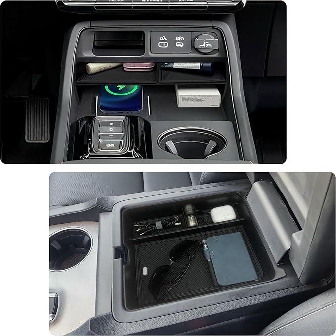 Zxiaochun 2PCS Center Console Organizer Compatible with 2023 2024 2025 2026 Honda Pilot & 2026 Honda Passport Interior Accessories, Armrest Box Tray Gear Shift Storage Tray