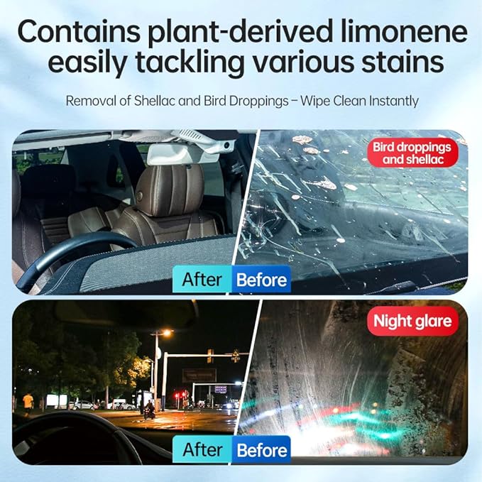 Glodway Glass Cleaner For Car Windshield,Oil film Remover, Streak-Free Shine on Automotive Windows, and Mirrors, Ammonia Free, for Auto and Home,4.58 OZ,2 Pack