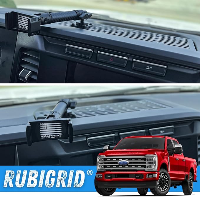 Bulletpoint RubiGrid Metal Dash Mount Phone Holder Multi-Device Mount Compatible with 2023+ Ford Super Duty (Spring-Loaded)