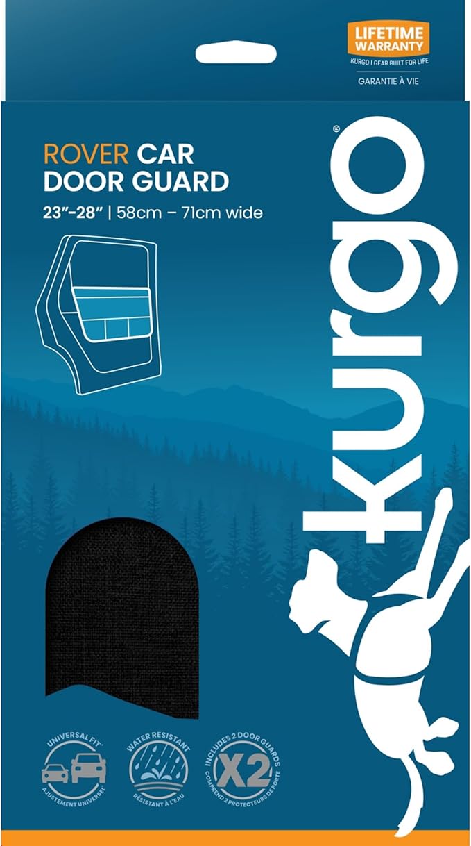 Kurgo Rover Car Door Guard - Interior Scratch Blocker - Paw Scratch Barrier - Waterproof Door Shield - Durable Rufftex Edging - Car Guard - Universal Fit for Most Cars - Black