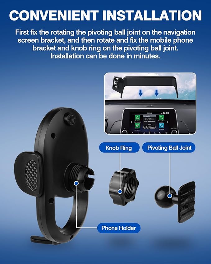 Autorder Car Phone Holder for 2021-2025 Nissan Rogue/2019-2025 Altima/2020-2025 Sentra Accessories Phone Mount 8-Inch Screen Cell Phone Automobile Cradles Hands-Free 360 Degree Rotation