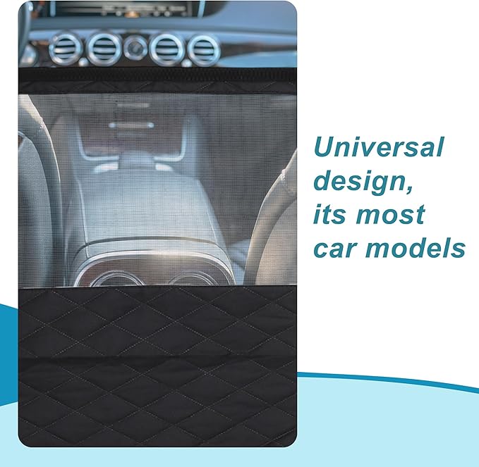 Dog Car Barrier, with Elastic Mesh, Universal Pet Divider, for Safe Driving with Children Pets, Easy Installation, Black, 27.6"x14.6"