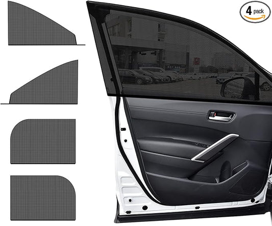 Ohleats 4 PCS Car Window Shades, Auto Front Rear Side Window Sun Shades for Block Heat & UV Protection, Breathable Mesh Baby Window Screen Covers, Universal Car Accessories (Car)