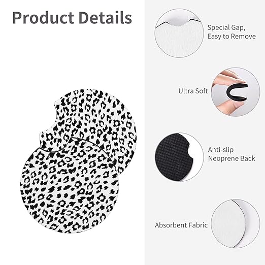Car Trash Bag Snow Leopard Print Hanging Back of Seat Car Portable Trash Bag Snow Leopard Print Waterproof One-Handed Portable Strap Drawstring Garbage Bags 2 Pieces Car Coasters