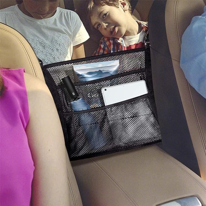 Dog Car Net Barrier Universal Pet Barrier Backseat Storage Mesh Bag 3 Layers with Auto Safety Mesh Organizer Netting Pouch Seat Back Net Bag Holder Dog Car Divider for Trucks SUV Van Easy to Install