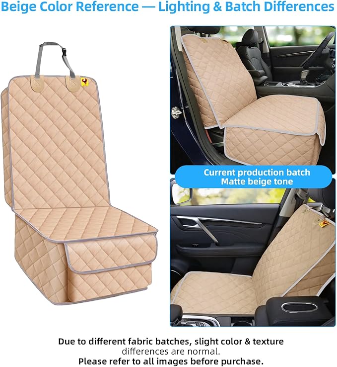 Bark Lover Deluxe Dog Seat Cover for Front Seat-More Durable Waterproof Front Seat Protector, High Heat Resistant and Nonslip Front Seat Cover for Dogs Kids, Universal Size (Beige MAT)