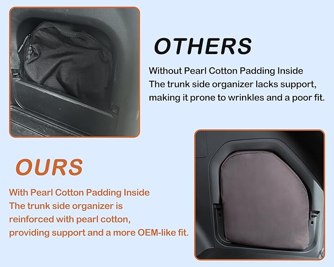For 2026 Toyota RAV4 Hybrid&Plug-in Hybrid 600D Wear-Resistant Oxford Fabric Trunk Organizer Pocket Bag, Trunk Cubby Storage Bag, Cargo Side Pocket, RAV4 Trunk Upgrade Interior Accessories Black-Brown